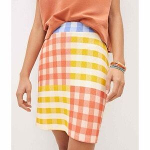FARM Rio Anthropologie Color Block Checkered Mini Skirt